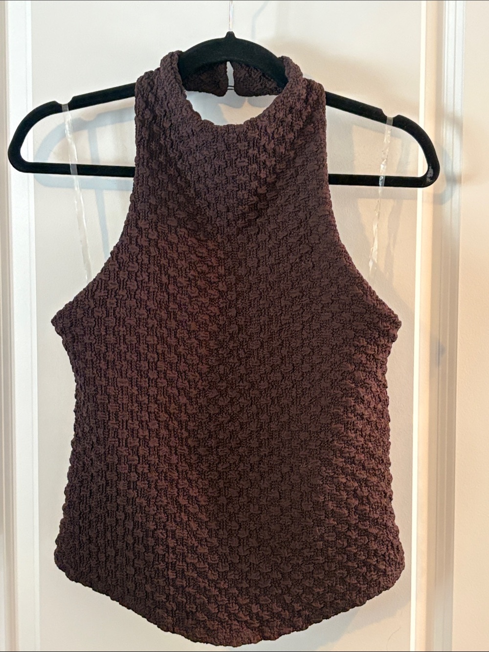 Ripe Mock Neck Textured Knit Tank - Chocolate